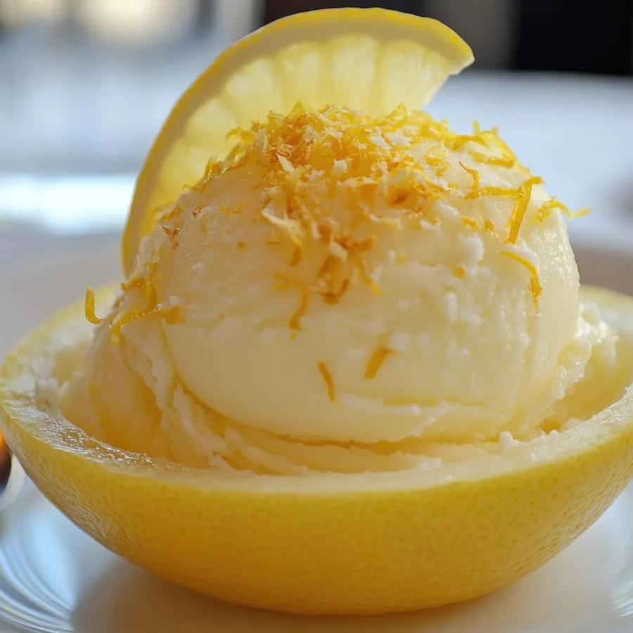 Sorbetto with lemon slice on the top